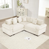 Oversized Cloud Modular Sectional Couch,Convertible Sectional Couches Deep Seat Extra-Wide Armrests,10Throw Pillows Premium Corduroy Fabric, Ergonomic Design,Easy Assembly,For Living Rooms,Cream