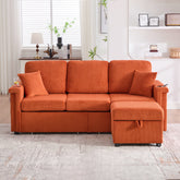UNITED WE WIN L-Shaped Sectional Sofa with Pull-Out Storage,Ottoman & Pillows 3-Seat with USB Charging,Cup Holder, Convertible Design for Living Room, Apartment, Corduroy Fabric