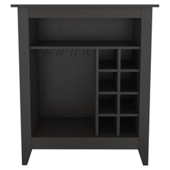 Essential Bar Cabinet, One Open Shelf, Six Built-in Wine Rack, One Drawer -Black