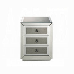 Glam Style Nightstand with Three Drawers Mirrored Finish Modern Home Furniture Accent Table