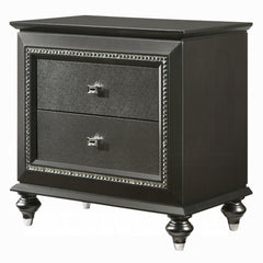 1pc Transitional Metallic Gray Finish Nightstand with Two Storage Drawers Wooden Bedroom Furniture