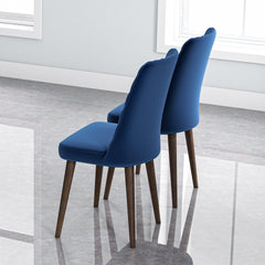 Best selling Katie Mid-Century Modern Velvet Dining Chair (Set Of 2)- Blue, Solid Wood, 20x18x36 Inches Table Chairs for Living Room Bedroom Outdoor Lounge