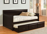 Traditional Style Daybed With Twin Trundle English Style Platform Bed Slat Kit Included Espresso Finish