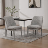 21.46" Wide Modern Minimalist Dining Chair Set Of Two, Chenille Upholstered, Rubberwood Legs, High Curved Backrest, Suitable For Dining Room, Kitchen, Living Room, Bedroom, Apartment, White/Black