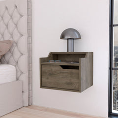 Dark Brown Dual-Shelf Display Floating Nightstand