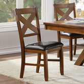 Espresso and Walnut Side Chair with X-Shape Back (Set of 2)