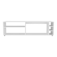 White TV Stand for 70" Screen with Open Storage and Melamine Finish