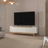 White and Natural Oak Entertainment Center with 2- Door
