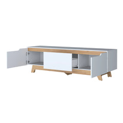 White and Natural Oak Entertainment Center with 2- Door