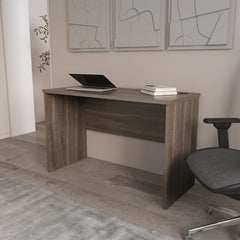 Dark Walnut Minimalist Home Office Work Desk with Cable Management
