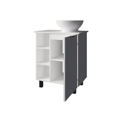 White Bathroom Vanity with 1 Door and 8 Storage Shelf