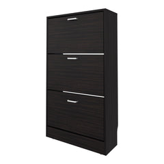 Wenge Shoe Rack with 3 Flip-Down Compartments