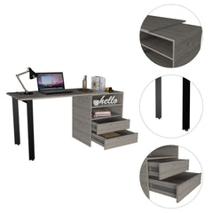 Light Gray 2-Drawer 2-Shelf Writing Desk