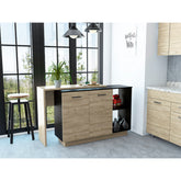 2-Shelf 1-Drawer Kitchen Island Wenge and Light Oak