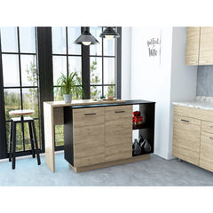 2-Shelf 1-Drawer Kitchen Island Wenge and Light Oak