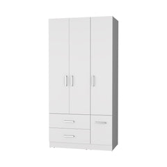 White 4-Door 2-Drawer Armoire