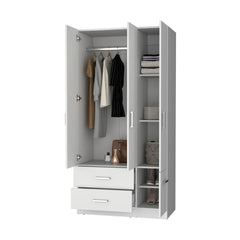 White 4-Door 2-Drawer Armoire