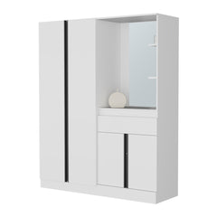 White Wardrobe with Vanity Mirror and Storage