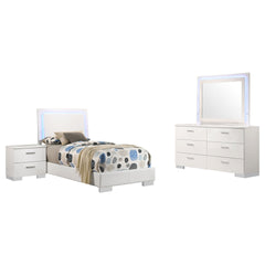 Dulcey White High Gloss 4-piece Twin Bedroom Set