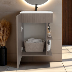 White Oak 2-Shelf Compact Vanity Cabinet with Single Door