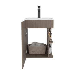 White Oak 2-Shelf Compact Vanity Cabinet with Single Door