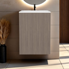 White Oak 2-Shelf Compact Vanity Cabinet with Single Door