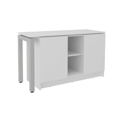 White 2-Shelf Desk with Space-Saving Design