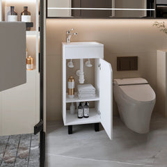 White Bathroom Vanity with Integrated Sink