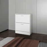 White Shoe Cabinet with 2 Tilt-Out Doors
