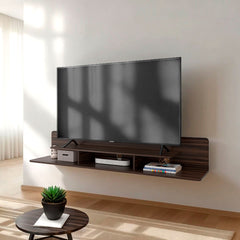 Stained Walnut TV Stand with Open Storage