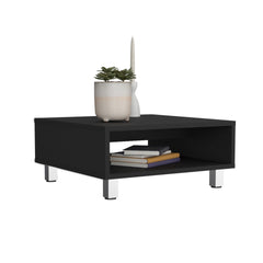 Coffee Table 10.6" H, 1 shelf, 4 legs, Black