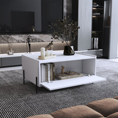 Coffee Table 15.6" H, 1 shelf, 4 legs, White