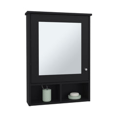 Medicine Cabinet 29" H, with 5 Shelves, 1 Door, and 1 Mirror, Black