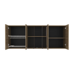 Wall Cabinet 24" H, four Doors, with two internal Shelves and internal plate and glass organizer, two Storage Shelves with two glass Doors
