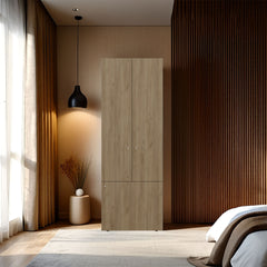 Armoir 66.9 inch H, 3 Doors, 3 Shelves, Natural Oak / White - Bedroom