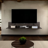 Eudora TV Stand 11.7" H, 3 Shelves, Dark Brown - Living Room