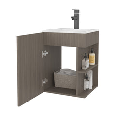 Bathroom Vanity 23.7" H, 1 Door, 3 shelves, White Oak - Bathroom