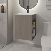 Bathroom Vanity 23.7" H, 1 Door, 3 shelves, White Oak - Bathroom