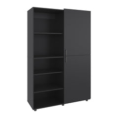 Wardrobe 72.4 inch H, 2 Doors, 6 Legs, 5 Shelves, Black Wengue - Wardrobe