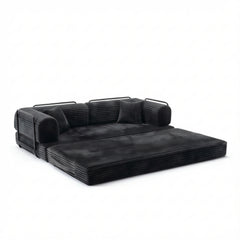 Compression Sofa,Convertible Floor Sofa Bed-with Pillow Back Support Armrest,Comfy Futon Couch Sleeper Bed,Loveseats Boneless Modular Sectional Sofa,Corduroy fabric,for Living Room,Bedroom,GREY