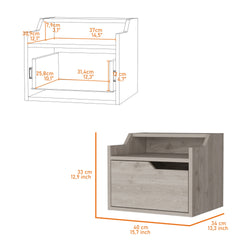 Florence Floating Nightstand with Drawer and Dual-Shelf Display