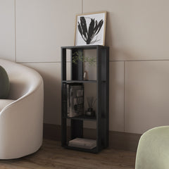 FM FURNITURE Modoc Bookcase in Melamine with Open Storage, Black