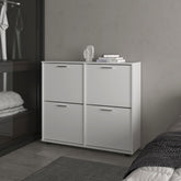 FM FURNITURE Nutrioso Tilt-Out Shoe Storage Cabinet with Multiple Compartments and Modern Desig, White