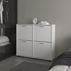 FM FURNITURE Nutrioso Tilt-Out Shoe Storage Cabinet with Multiple Compartments and Modern Desig, White