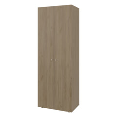 FM FURNITURE World 2-Door Tall Wardrobe Cabinet, 4 Shelves, Vertical Storage, 66.9 inchH 鈥 Bedroom, Natural Oak