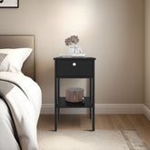 Shongopovi One Drawer Nightstand with Open Shelf, Compact Design, Modern Style, Bedroom Use, Wenge