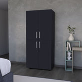 Hazel Armoire in melamine with 2 doors , 4 shelves and 2 clothes hanging bar