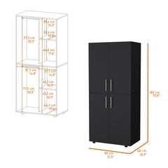 Hazel Armoire in melamine with 2 doors , 4 shelves and 2 clothes hanging bar