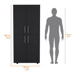 Hazel Armoire in melamine with 2 doors , 4 shelves and 2 clothes hanging bar