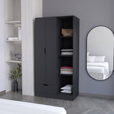 Redmond Armoire with Single Drawer, 4 Storage Shelves and Hanging Rod